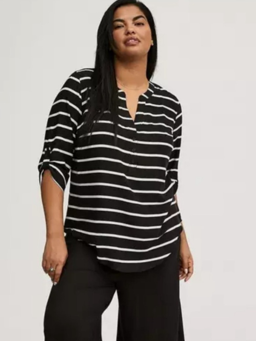 Torrid Harper Challis Pullover 3/4 Sleeve Staycat Stripe NWT 1X 14-16 43556067